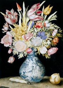 花束のある中国製磁器の花瓶（WC） 作： Giovanna Garzoni